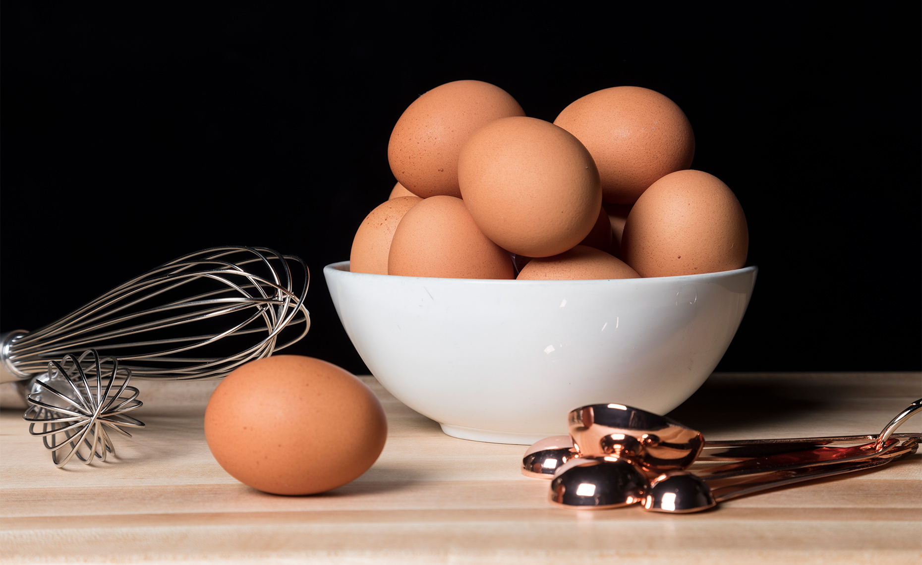 Eggs in a ceramic white bowl